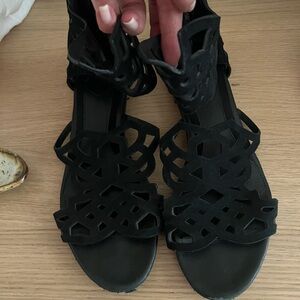 Brian Atwood Black cutout Sandals